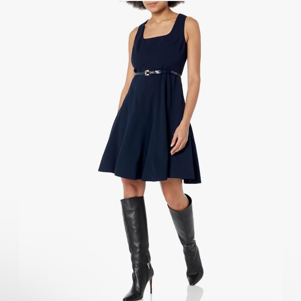 NWT Tommy Hilfiger Women's Petite Sleeveless Removable Belt Dress
